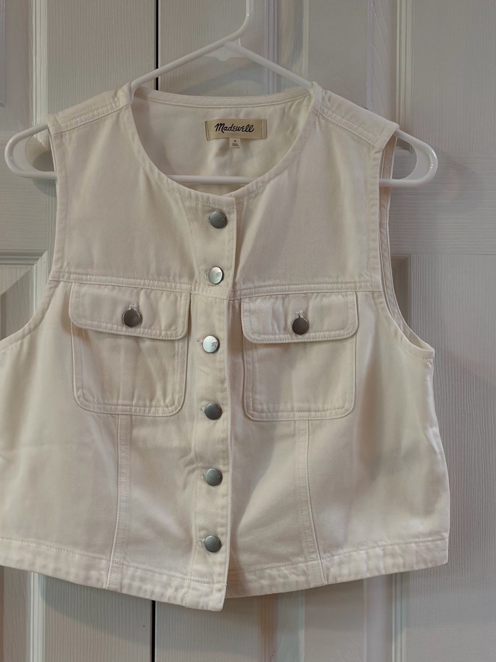Madewell White Cotton Cropped Vest Size M